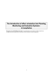 The introduction of effect orientation into Planning, Monitoring and Evaluation Systems - A Compilation
